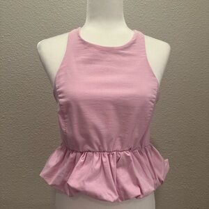 Pink Sleeveless Ruffle Hem Top